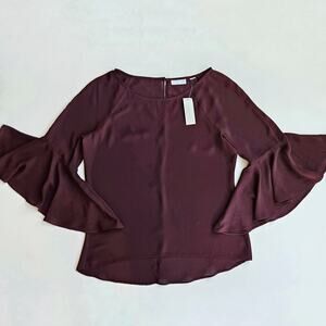 NWT New York & Company Bell Sleeve Plum Blouse XS